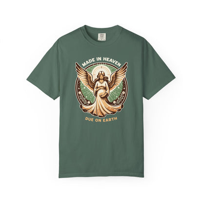 "Made in Heaven, Due on Earth" Angel Graphic T-Shirt — Vintage Expecting Mother Tee