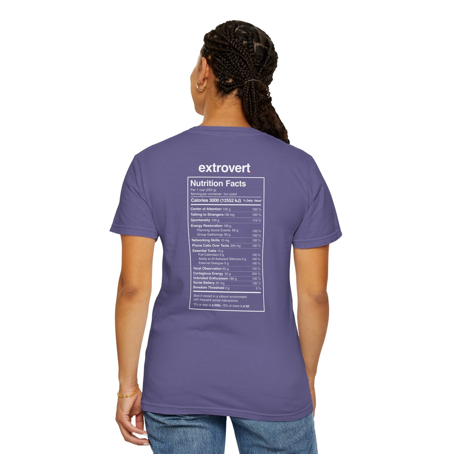 Extrovert T-Shirt — "Extrovert" Front + Nutrition Facts Back Graphic Tee