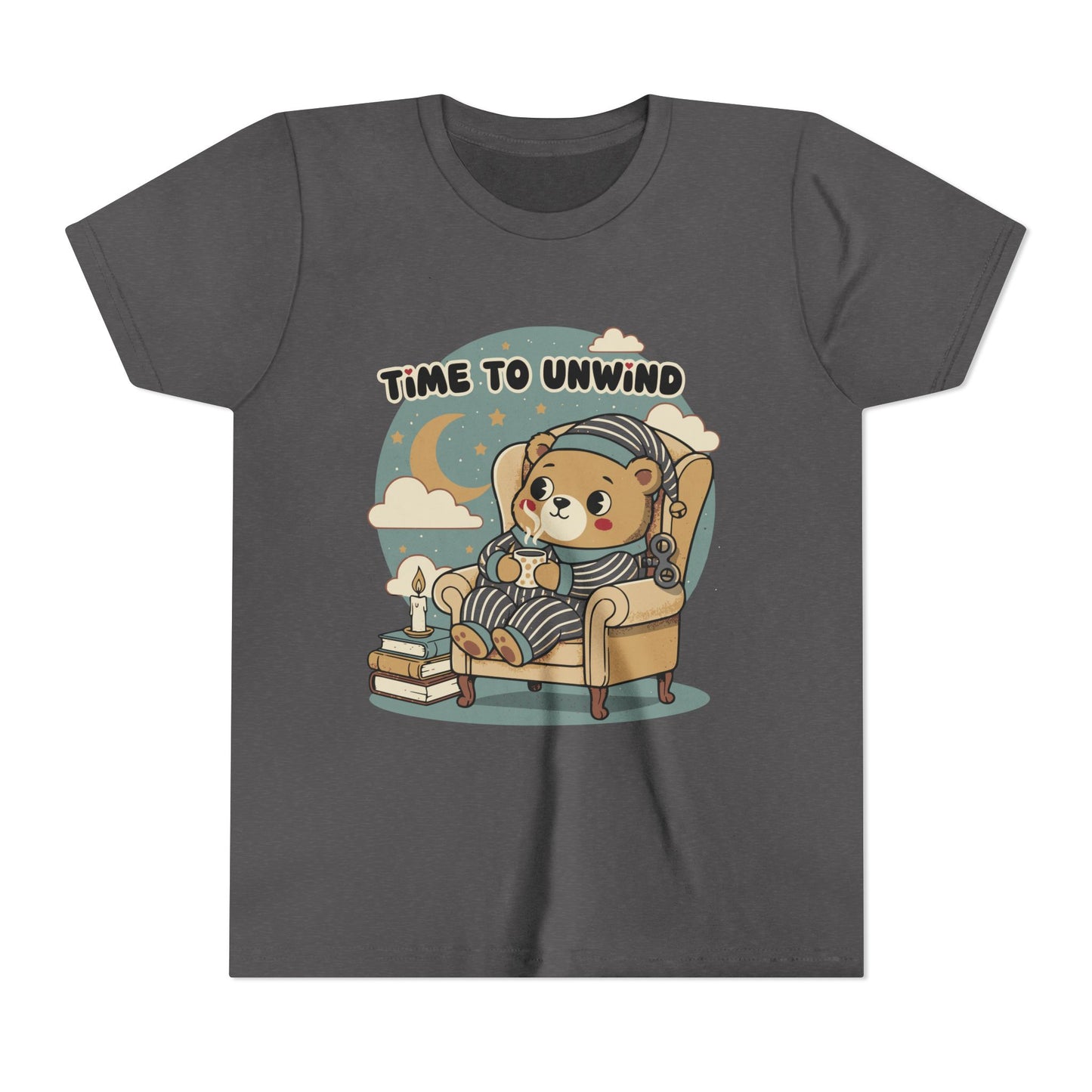 'Time to Unwind' Youth Tee — Windup Toy Bear Relaxing Graphic T-Shirt
