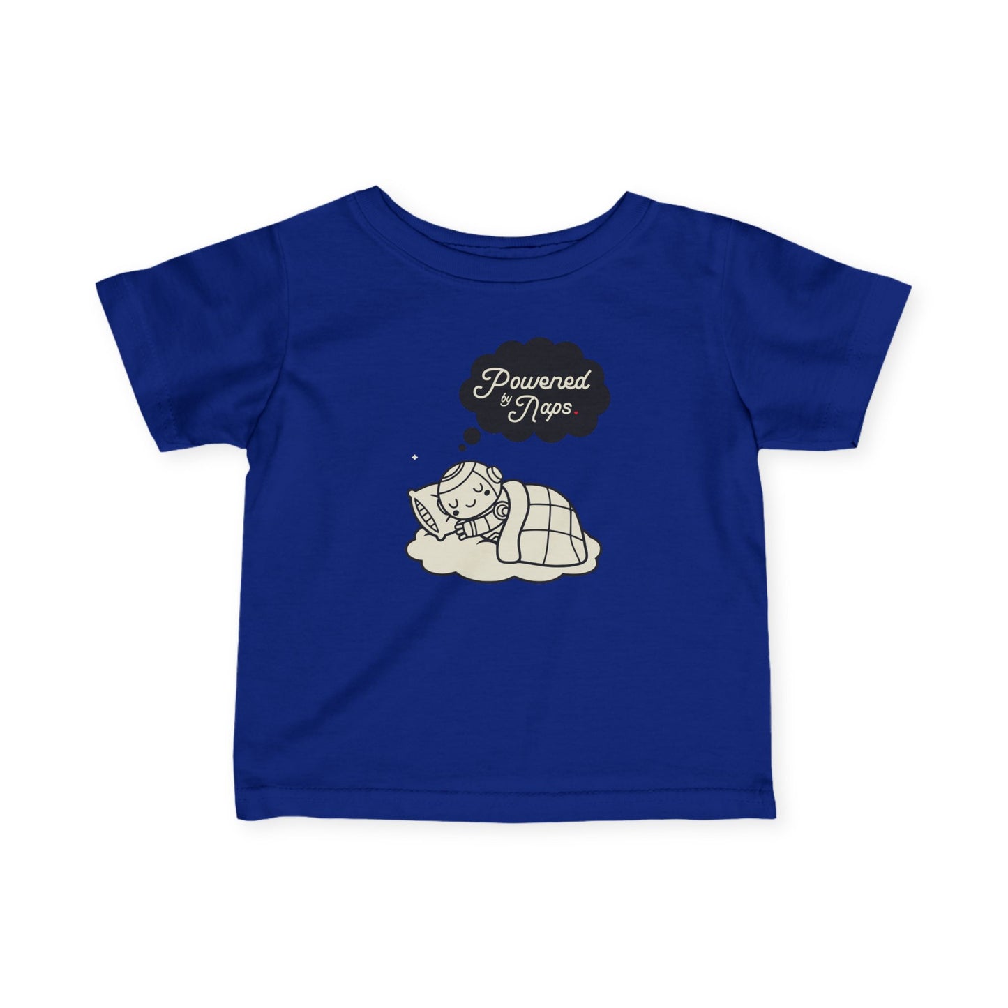 "Powered by Naps" Infant Tee — Cute Sleeping Recharging Baby Robot Android Graphic