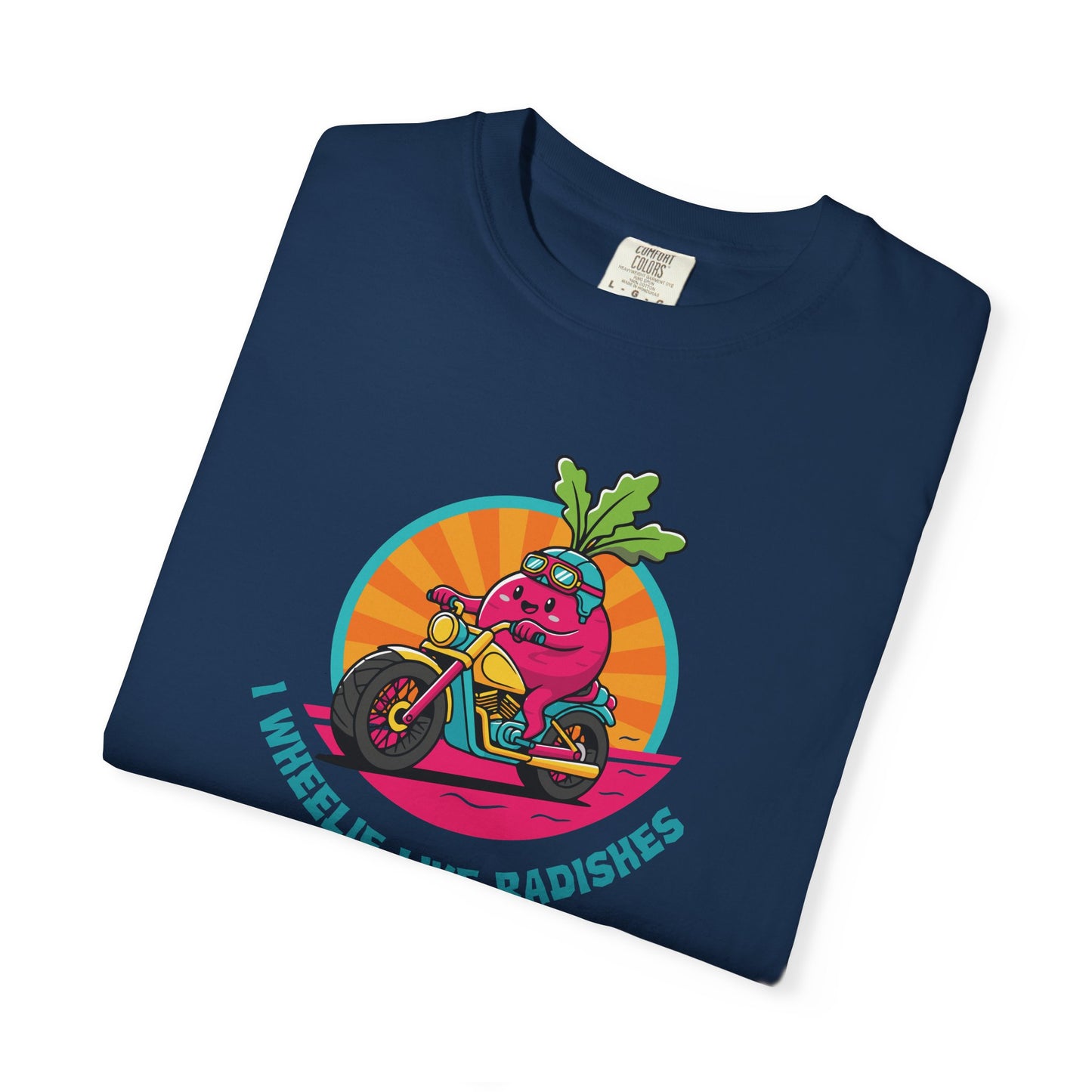 “Wheelie Like Radishes” T-Shirt —  Retro Radish Lover Vegan Cycling Graphic Tee