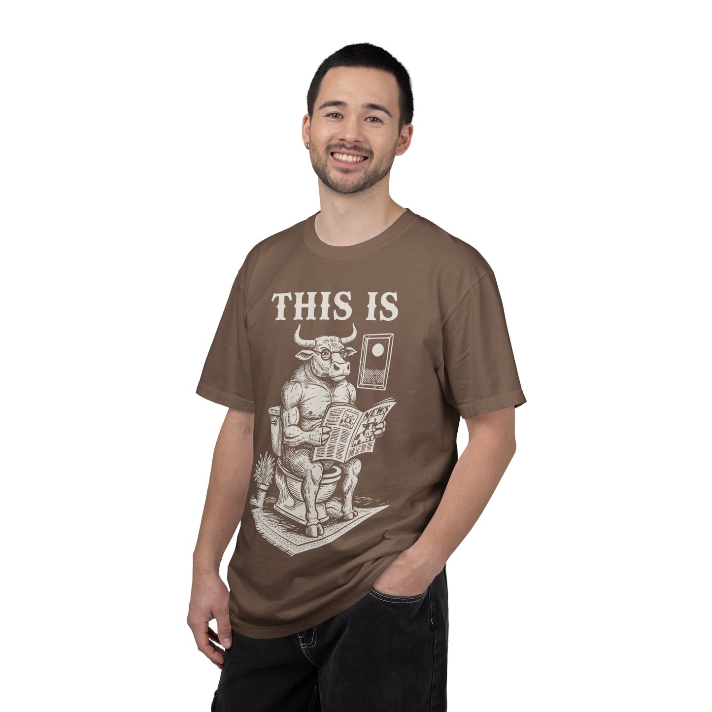 "This Is" T-Shirt — Bull Reading Newspaper on Toilet Graphic Tee