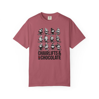 Chairlifts & Hot Chocolate T-Shirt — Cute Ski Lovers Winter Tee