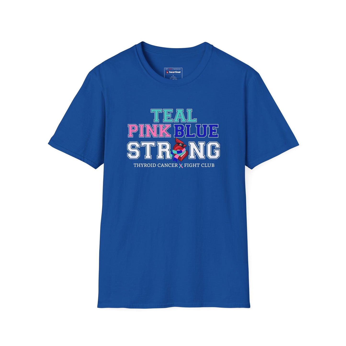 Teal Pink Blue Strong T-Shirt – Thyroid Cancer Awareness Ribbon Support Tee