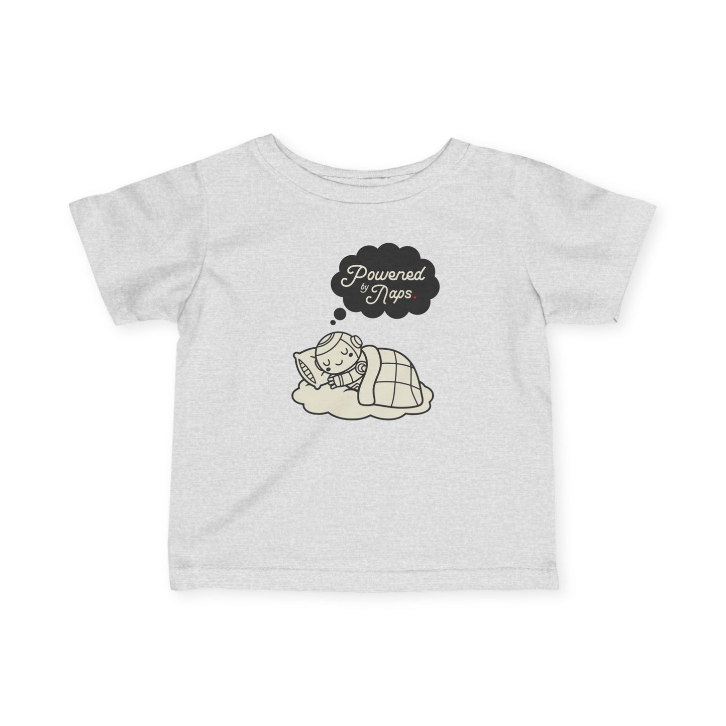 "Powered by Naps" Infant Tee — Cute Sleeping Recharging Baby Robot Android Graphic
