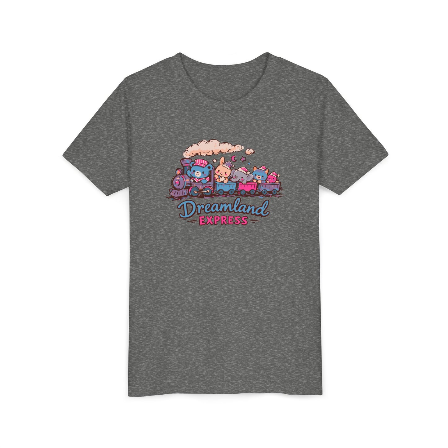 "Dreamland Express" Youth Tee — Cute Train & Animal Crew Kids Shirt