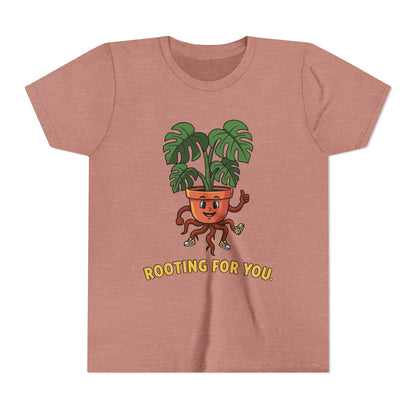 "Rooting For You" Youth Tee — Cute Plant Pot Support Graphic T-Shirt