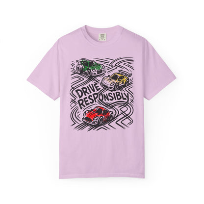 Drive Responsibly Vintage Car T-Shirt — Retro Racer Awareness Graphic Tee