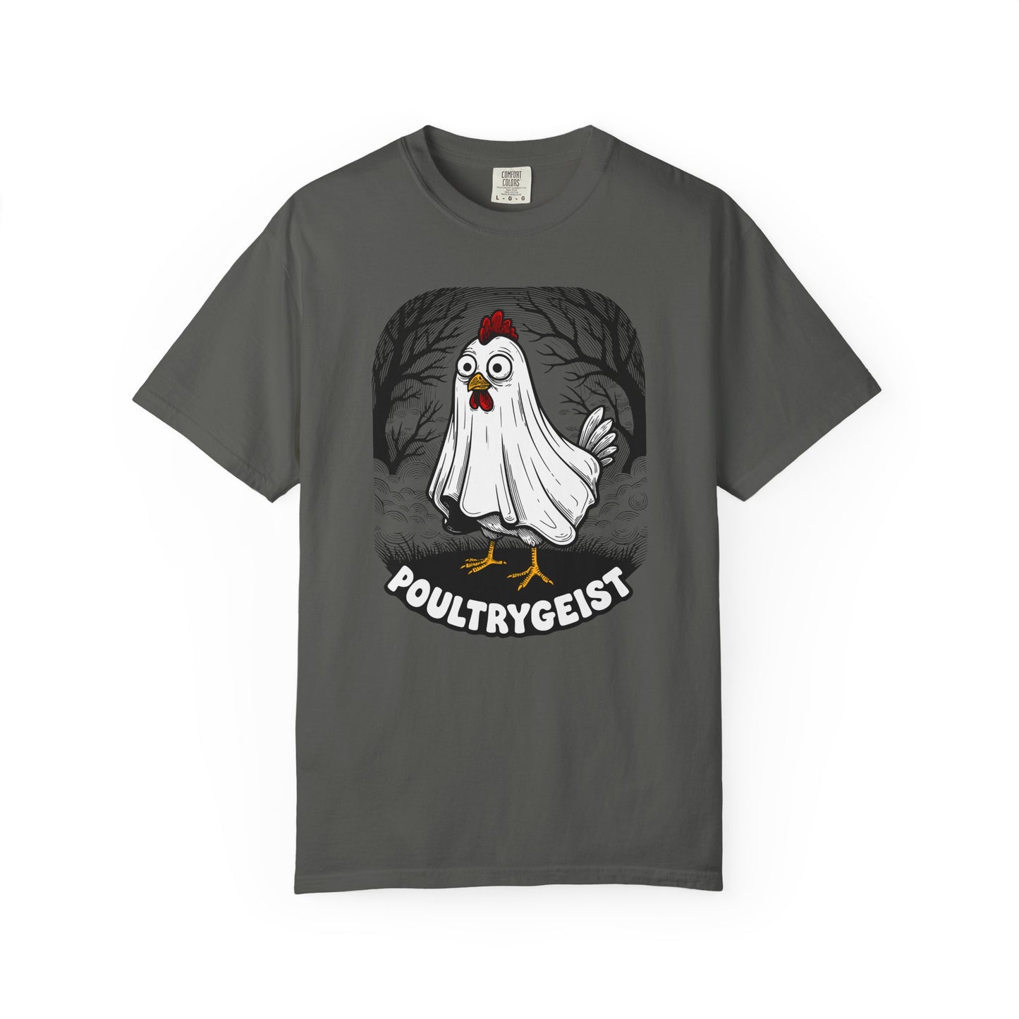 Poultrygeist T-Shirt — Funny Ghost Chicken Halloween Tee