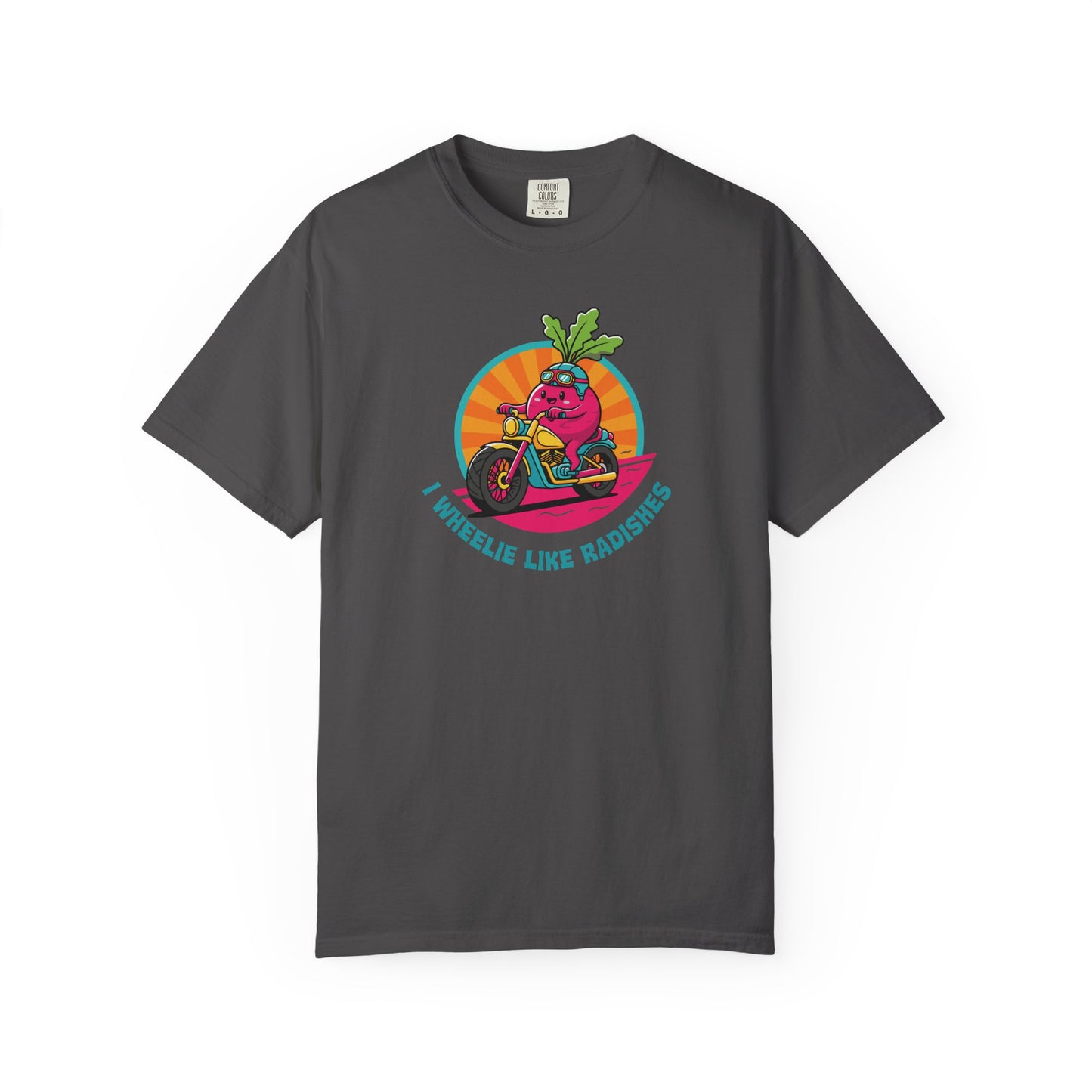 “Wheelie Like Radishes” T-Shirt —  Retro Radish Lover Vegan Cycling Graphic Tee