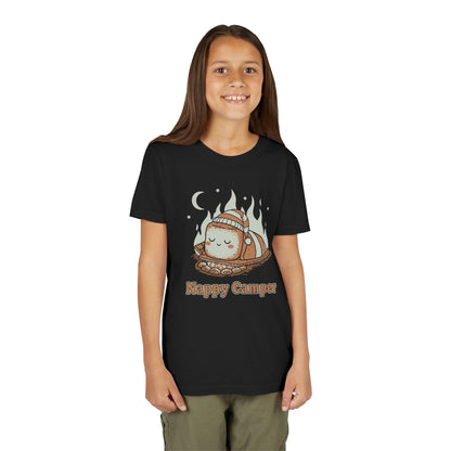 "Nappy Camper" Youth Tee — Cute Sleeping Marshmallow Camping T-Shirt