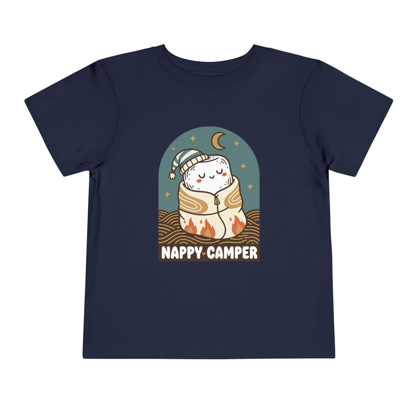 "Nappy Camper" Toddler Tee — Cute Sleeping Camper Graphic Shirt