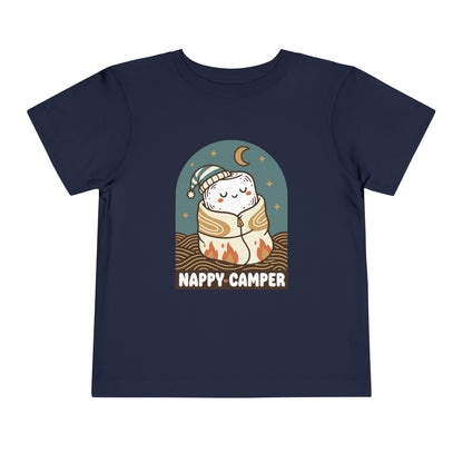 "Nappy Camper" Toddler Tee — Cute Sleeping Camper Graphic Shirt