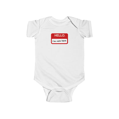 "Hello ❤︎ I'm New Here" Baby Bodysuit - Newborn Welcome Onesie