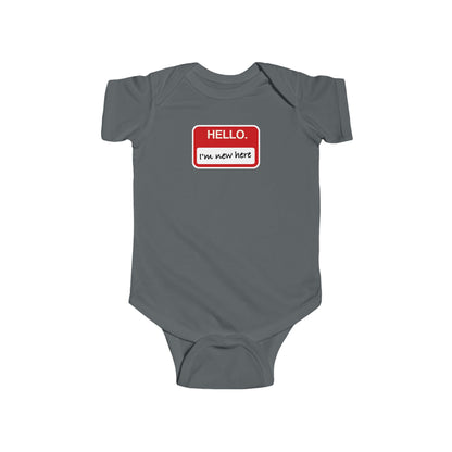 "Hello ❤︎ I'm New Here" Baby Bodysuit - Newborn Welcome Onesie
