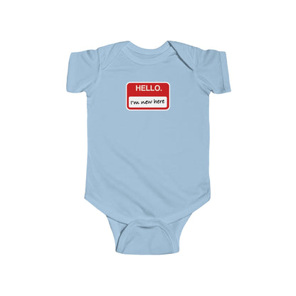 "Hello ❤︎ I'm New Here" Baby Bodysuit - Newborn Welcome Onesie