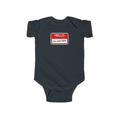 "Hello ❤︎ I'm New Here" Baby Bodysuit - Newborn Welcome Onesie