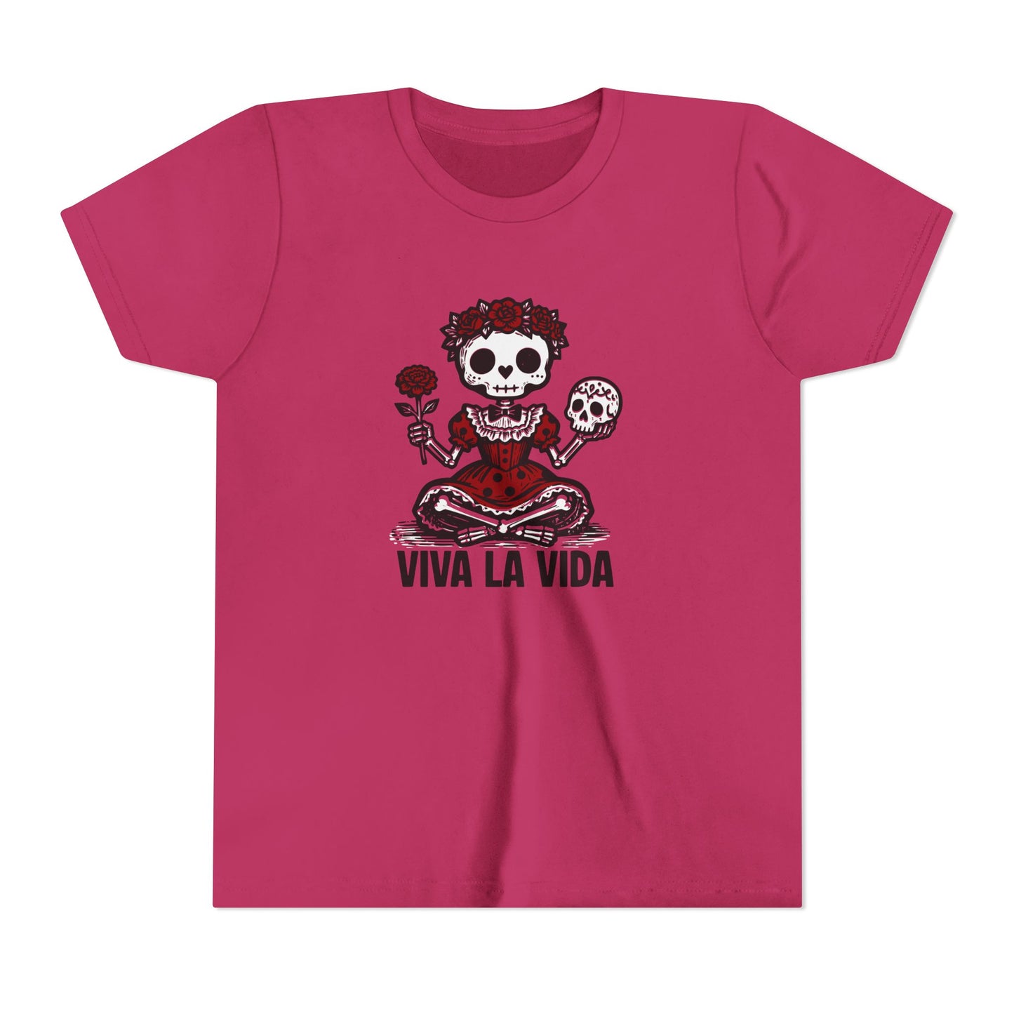 'Viva La Vida' Youth Tee - Day of the Dead Skull Girl Graphic