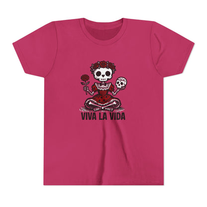 'Viva La Vida' Youth Tee - Day of the Dead Skull Girl Graphic