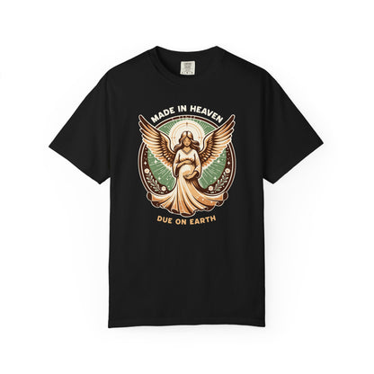 "Made in Heaven, Due on Earth" Angel Graphic T-Shirt — Vintage Expecting Mother Tee