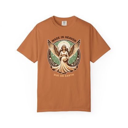 "Made in Heaven, Due on Earth" Angel Graphic T-Shirt — Vintage Expecting Mother Tee