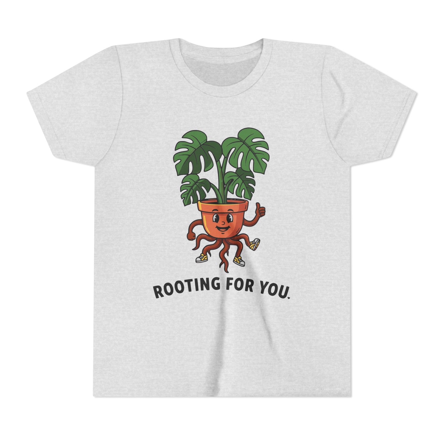 "Rooting For You" Youth Tee — Cute Plant Pot Support Graphic T-Shirt