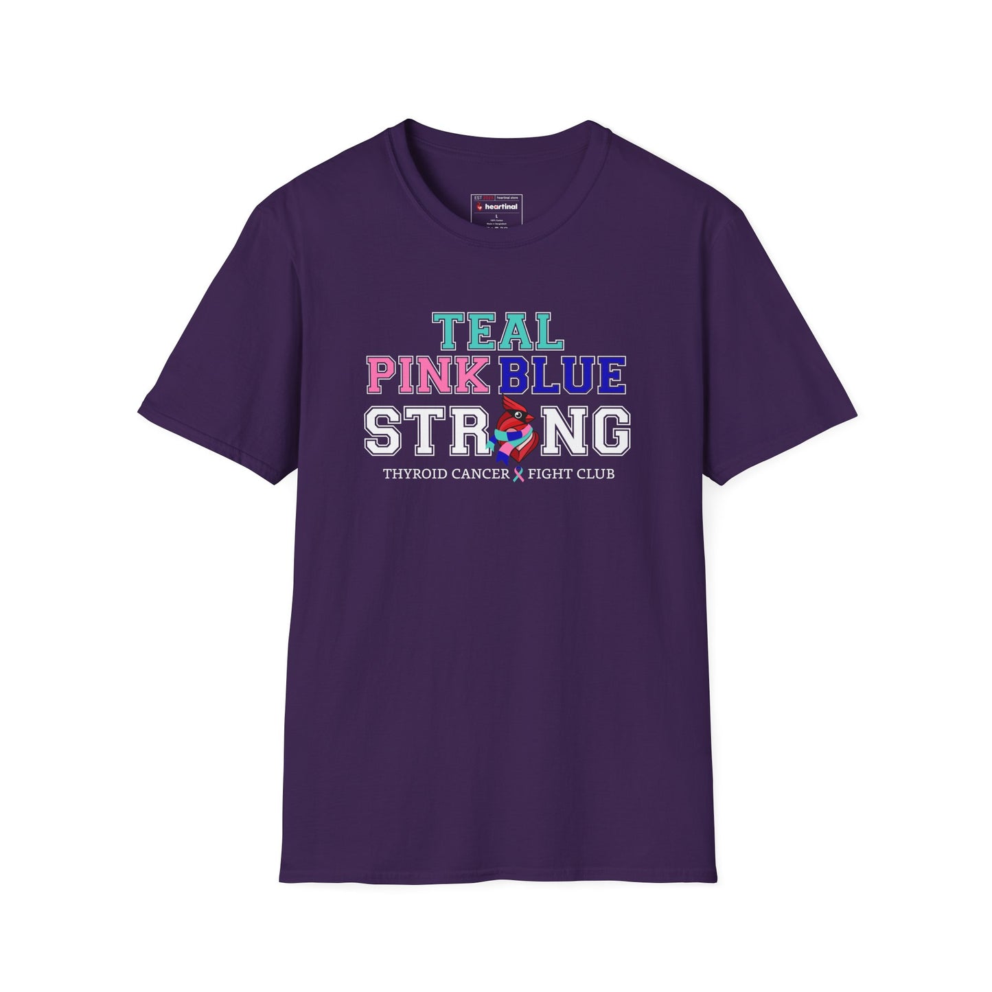 Teal Pink Blue Strong T-Shirt – Thyroid Cancer Awareness Ribbon Support Tee