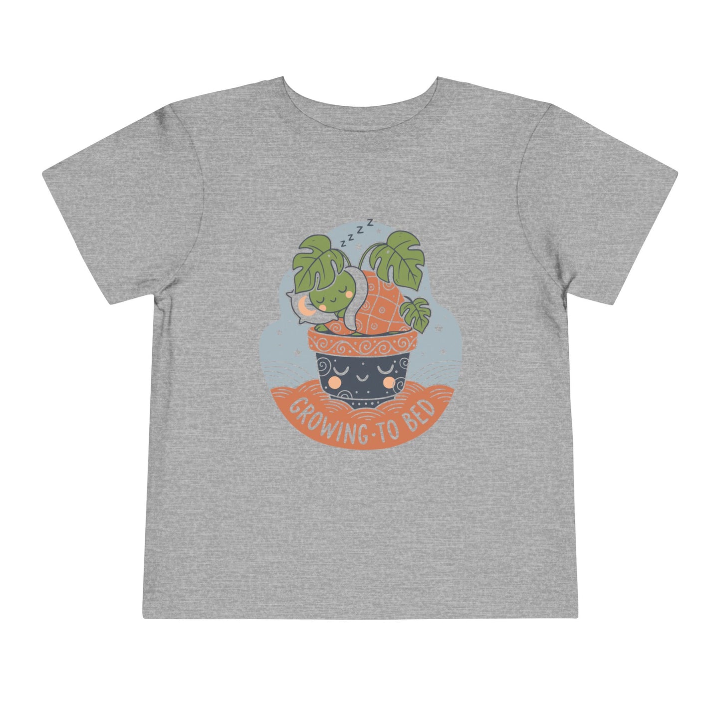 "Growing To Bed" Toddler Tee — Cute Sleeping Plant Pot Graphic