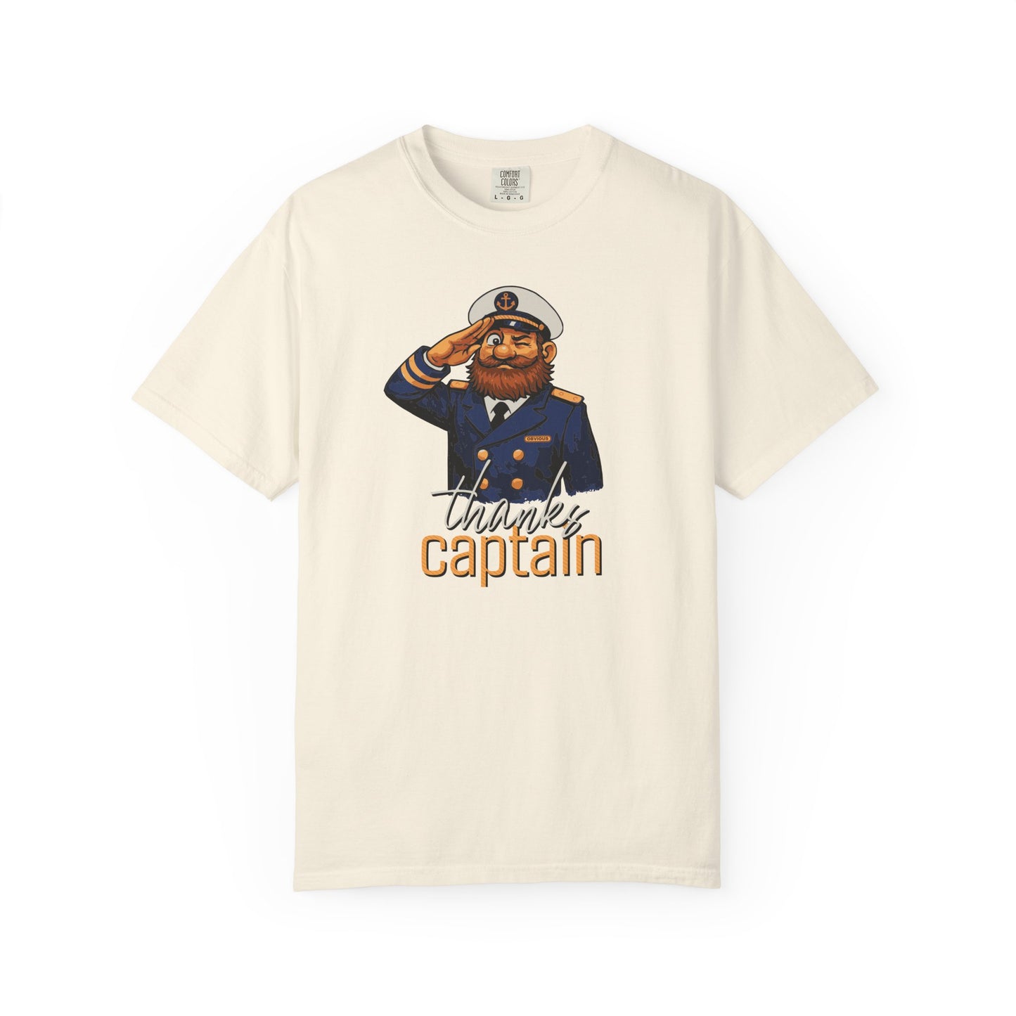 Captain Obvious Salute T-Shirt — "Thanks, Captain" Nautical Crew Tee