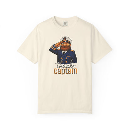 Captain Obvious Salute T-Shirt — "Thanks, Captain" Nautical Crew Tee