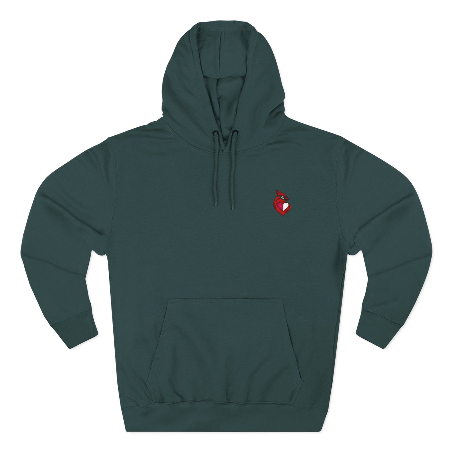 heartinal® "Snug as a Cardinal" Heart Chest Hoodie — Small Embroidered Bird Pullover