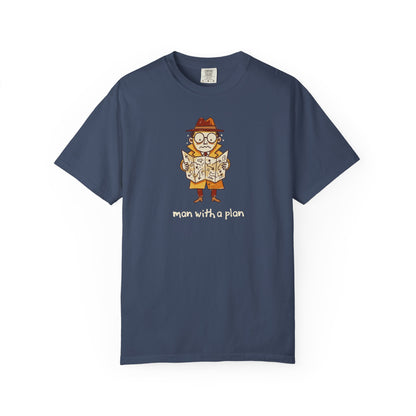 Man With a Plan T-Shirt — Cute Confused Detective Map Graphic Tee