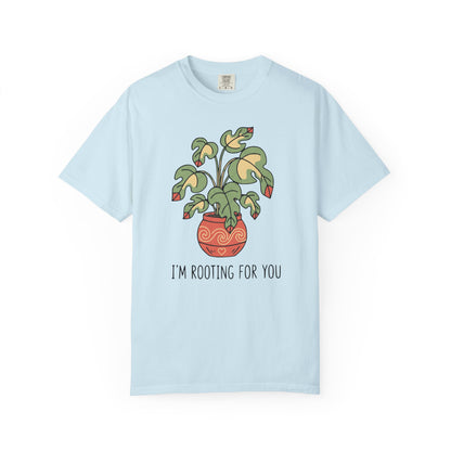 "I’m Rooting For You" Plant Lover Support T-Shirt — Cute Potted Plant Tee