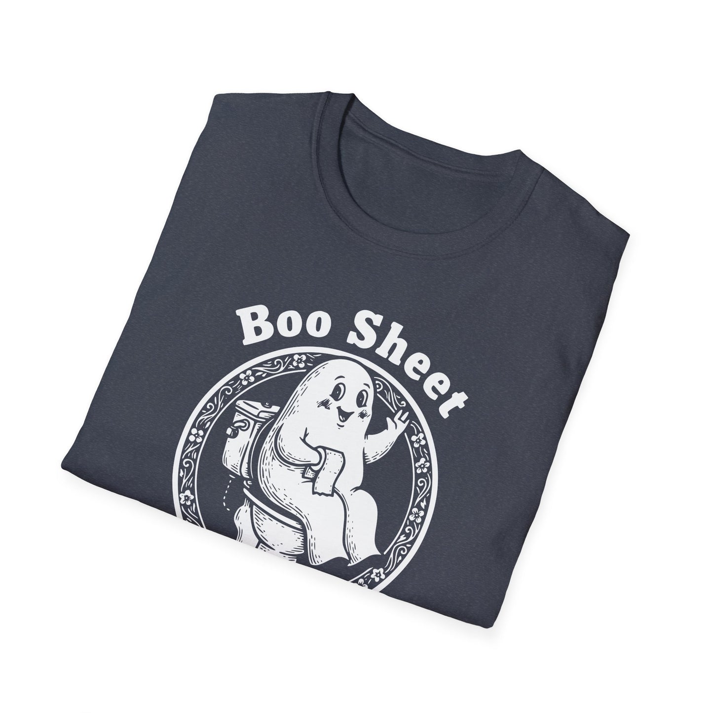 Boo Sheet T-Shirt — Funny Ghost on Toilet Halloween Tee
