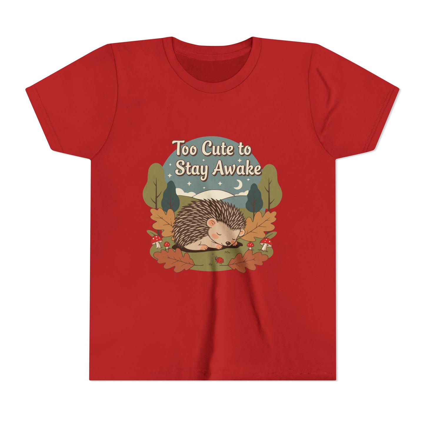 "Too Cute to Stay Awake" Hedgehog Youth Tee — Cute Sleeping Animal Kids Shirt