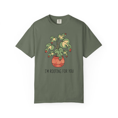 "I’m Rooting For You" Plant Lover Support T-Shirt — Cute Potted Plant Tee