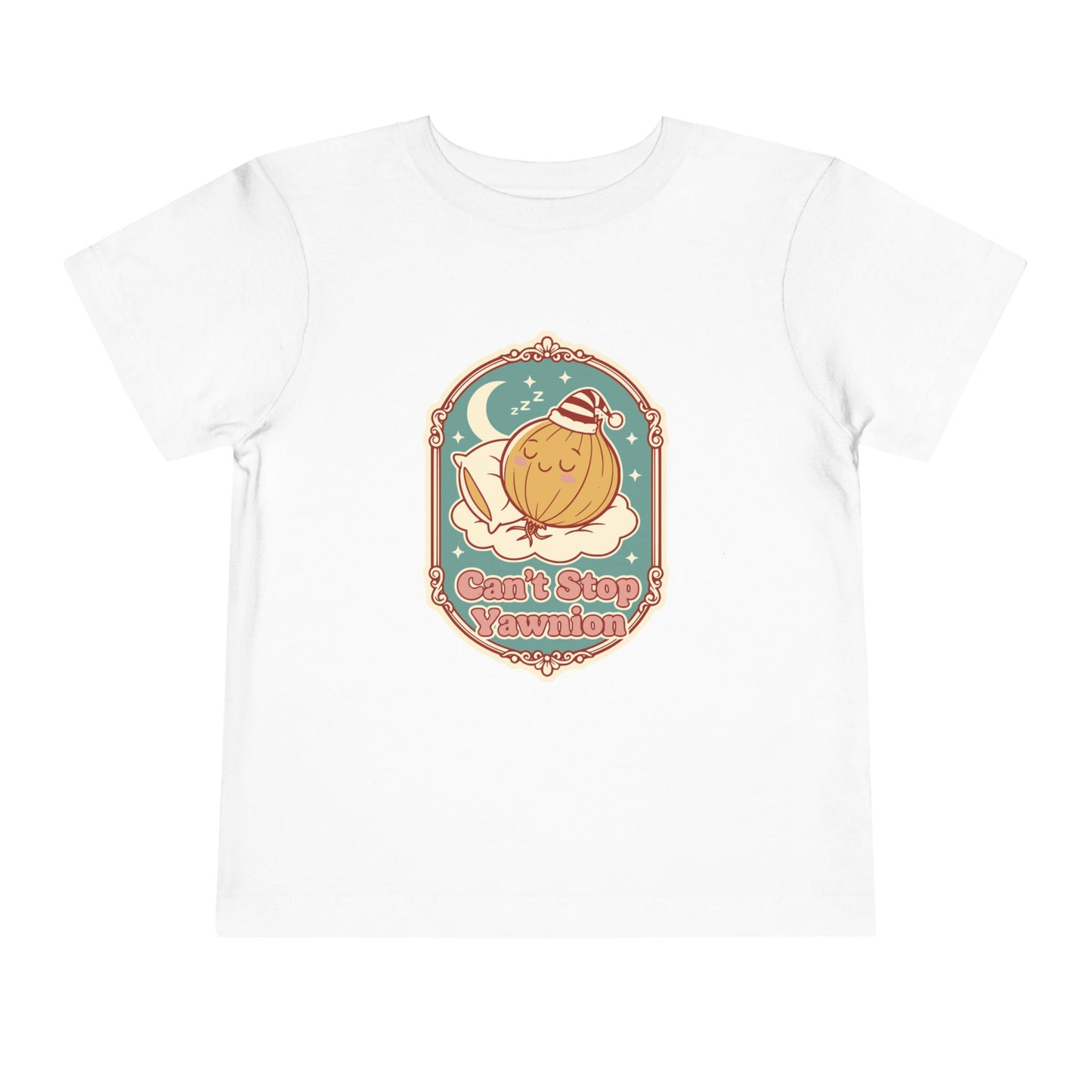 "Can't Stop Yawnion" Toddler Tee — Cute Sleeping Onion Graphic