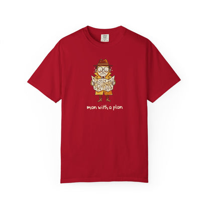 Man With a Plan T-Shirt — Cute Confused Detective Map Graphic Tee