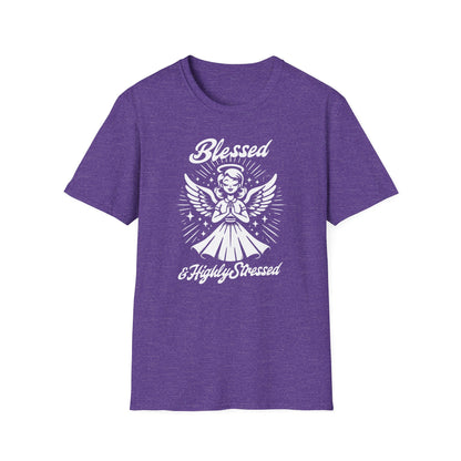 Blessed & Highly Stressed T-Shirt — Retro Angelic Graphic Tee