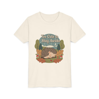 "Too Cute to Stay Awake" Hedgehog Youth Tee — Cute Sleeping Animal Kids Shirt