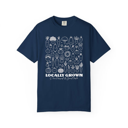 "Locally Grown: Plant Based & Good Taste" T-Shirt — Organic Vegan Farmer Garden Tee