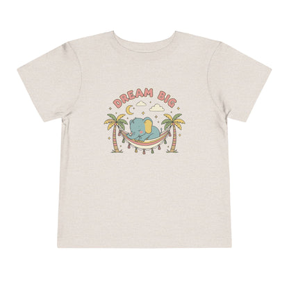 "Dream Big" Toddler Tee — Elephant Hammock Sleeping Graphic