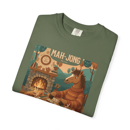“Mah-Jong: A Stable Diet in the Year of the Horse” T-Shirt — Retro Cozy Mahjong Horse Design
