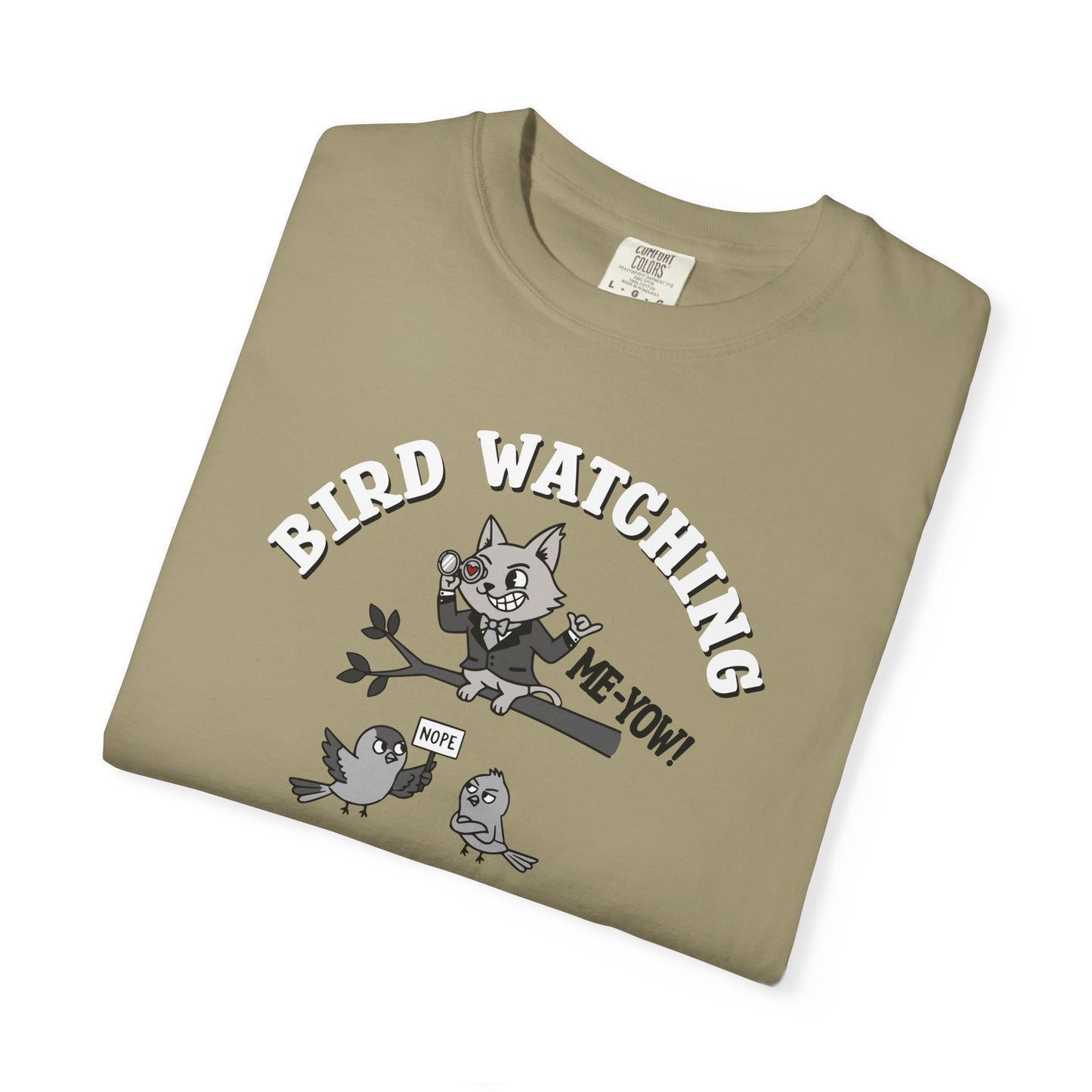 'Bird Watching' T-Shirt — Vintage Cartoon Cat Calling Graphic Tee