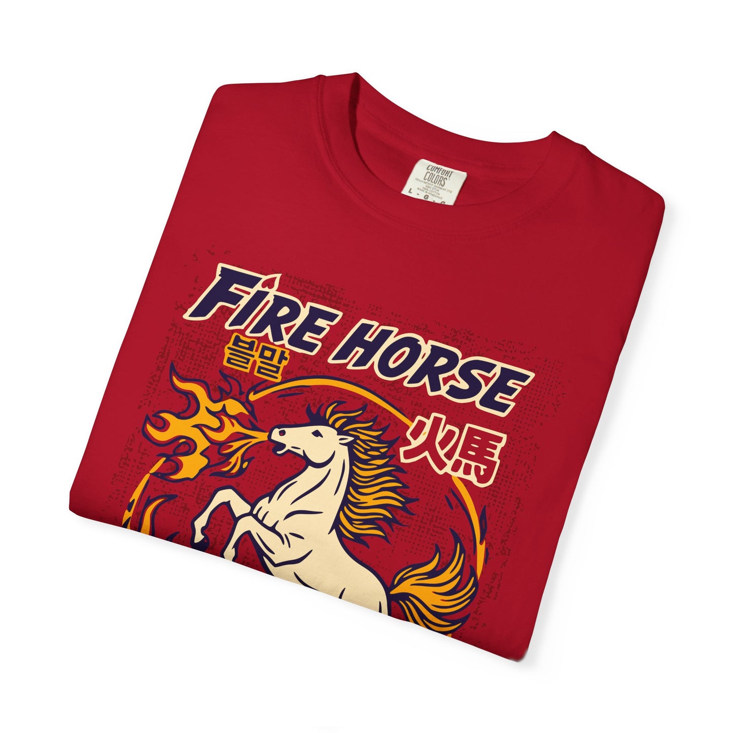 'Fire Horse' Spicy Hot Instant Ramyeon T-Shirt — Retro Lunar New Year Graphic Tee