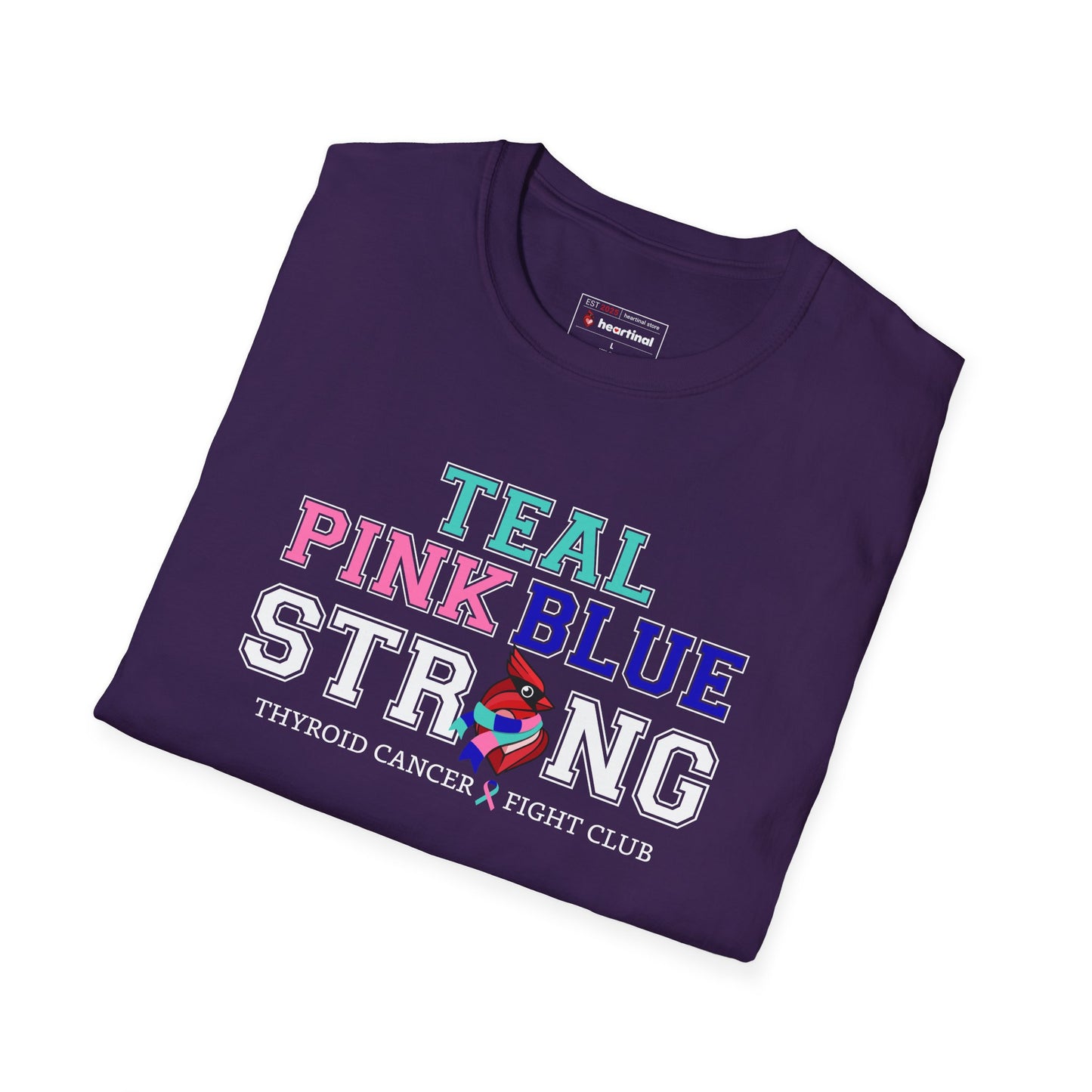Teal Pink Blue Strong T-Shirt – Thyroid Cancer Awareness Ribbon Support Tee