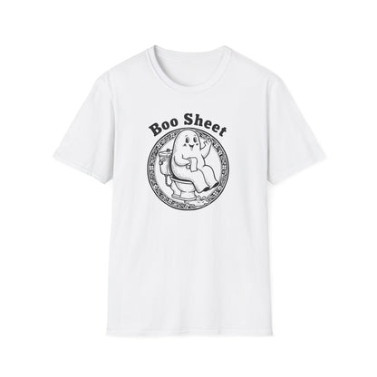 Boo Sheet T-Shirt — Funny Ghost on Toilet Halloween Tee