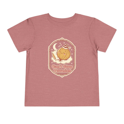 "Can't Stop Yawnion" Toddler Tee — Cute Sleeping Onion Graphic
