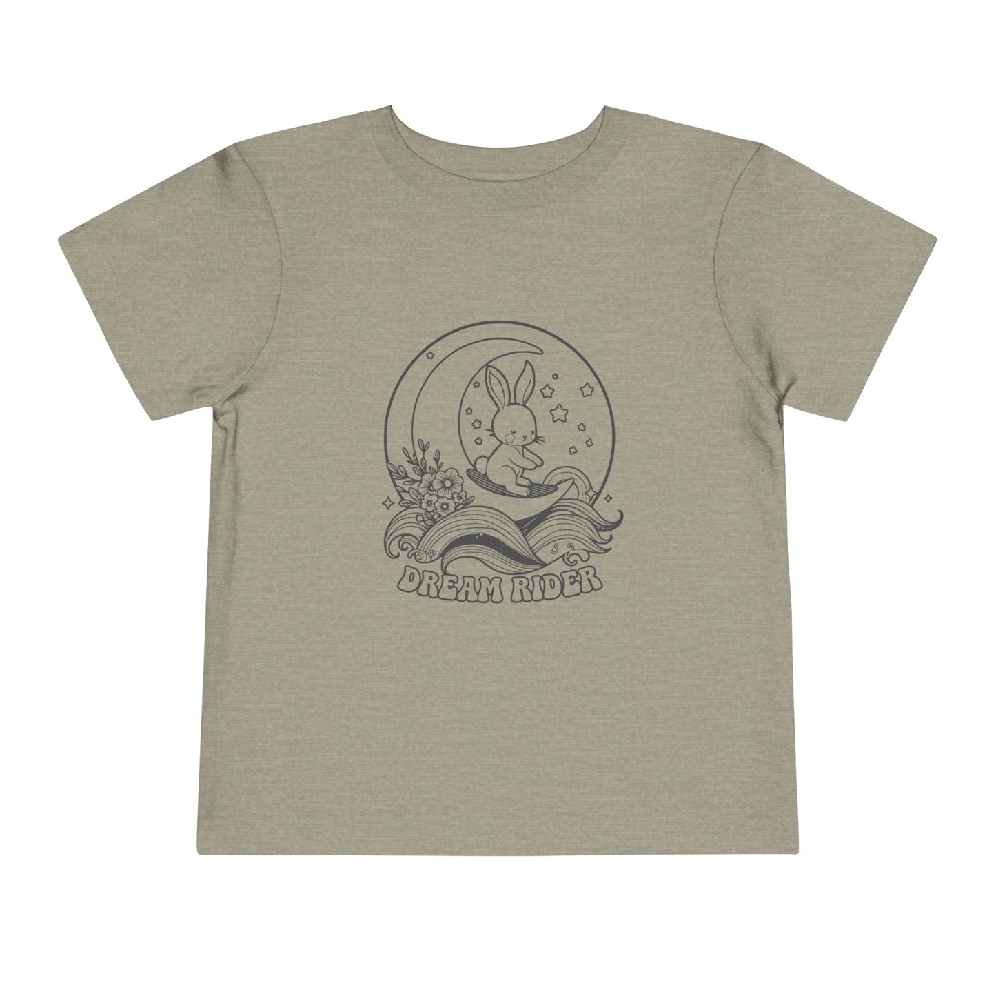 "Dream Rider" Toddler Tee — Sleepy Bunny Moon Surfer Graphic T-Shirt