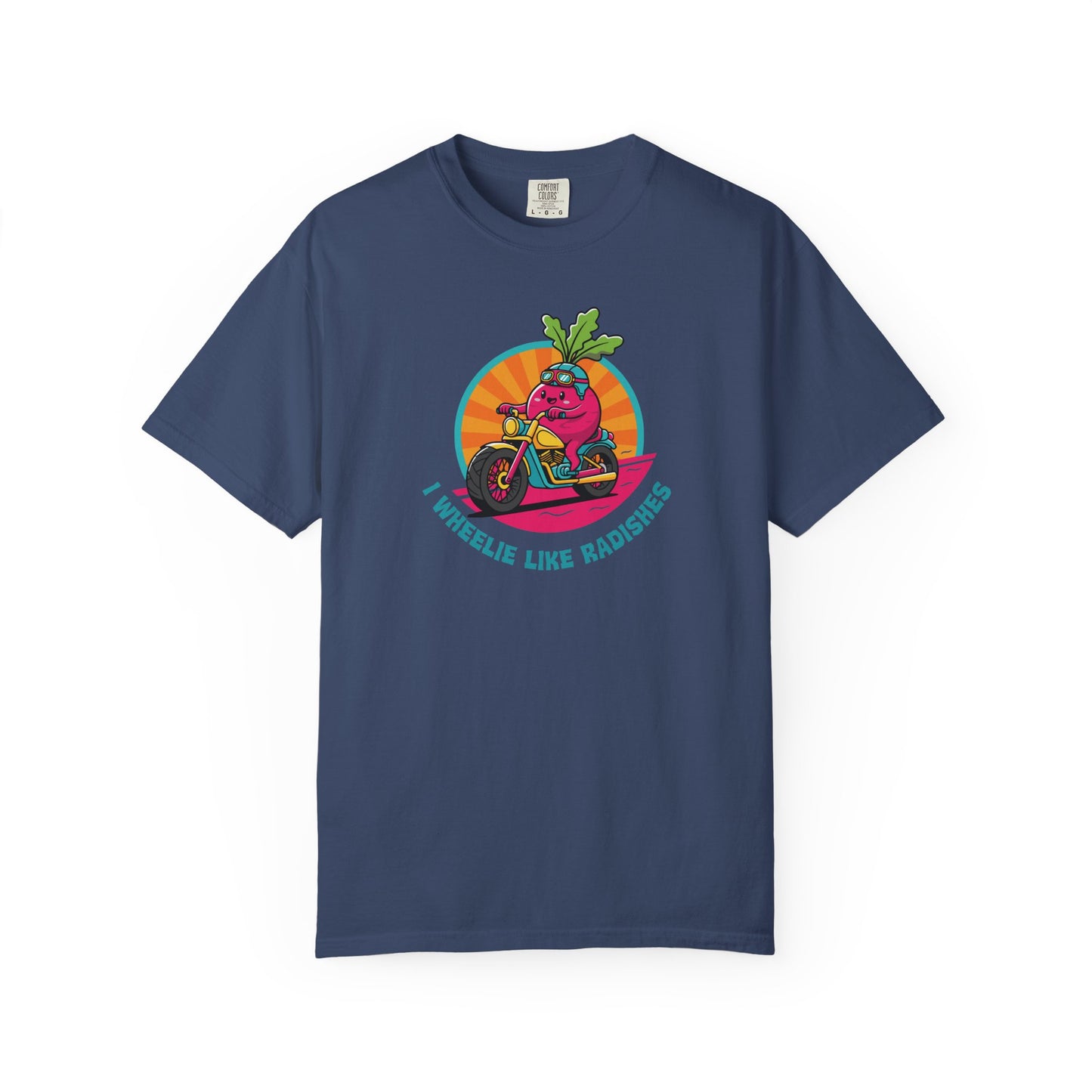 “Wheelie Like Radishes” T-Shirt —  Retro Radish Lover Vegan Cycling Graphic Tee